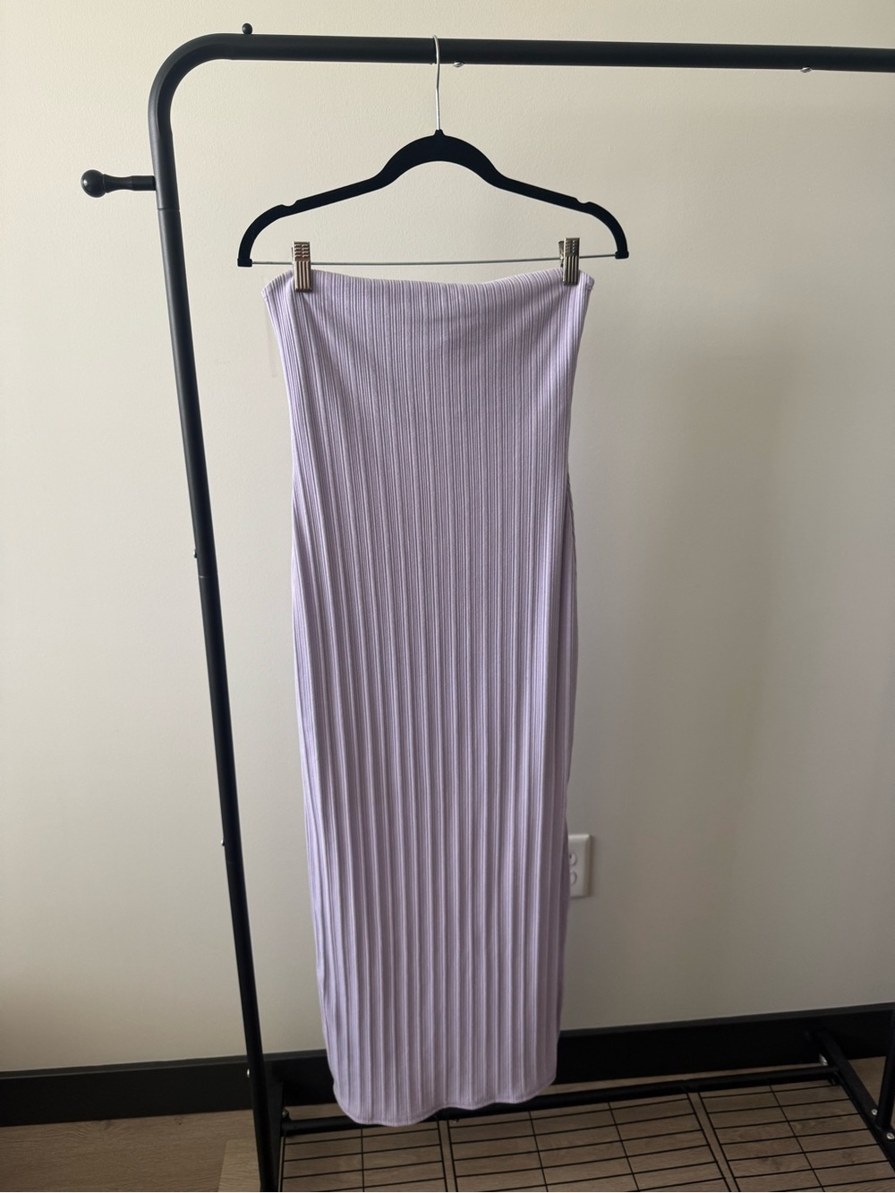 Lavender Ribbed Strapless Dress